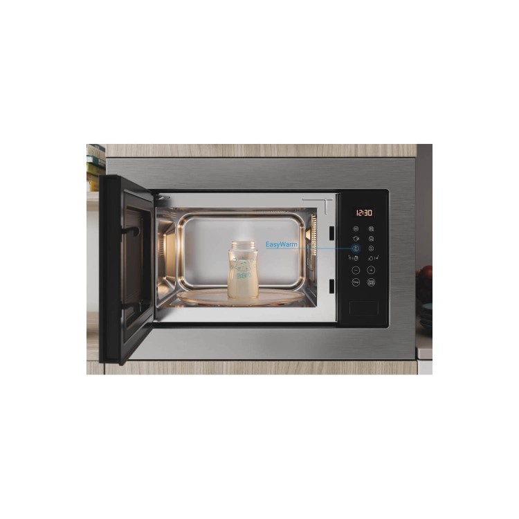 Refurbished Indesit Built-In 900W Microwave with Grill - Stainless Steel