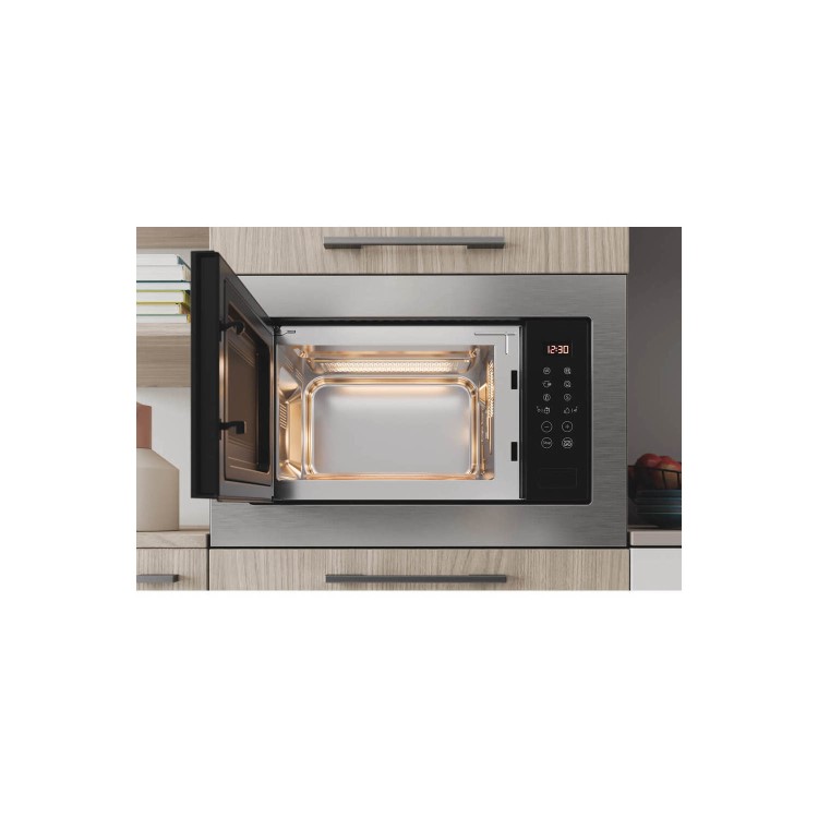 Refurbished Indesit Built-In 900W Microwave with Grill - Stainless Steel