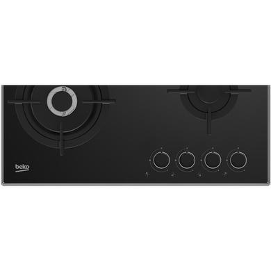 Beko 60cm 4 Burner Gas on Glass Hob - Black