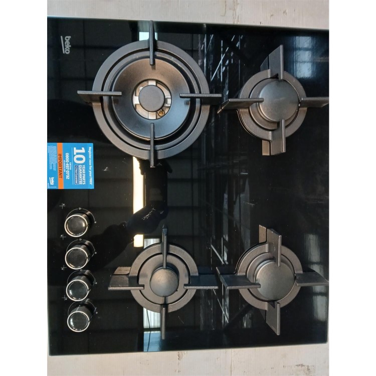 Refurbished Beko HCLW64222S 60cm 4 Burner Gas on Glass Hob Black
