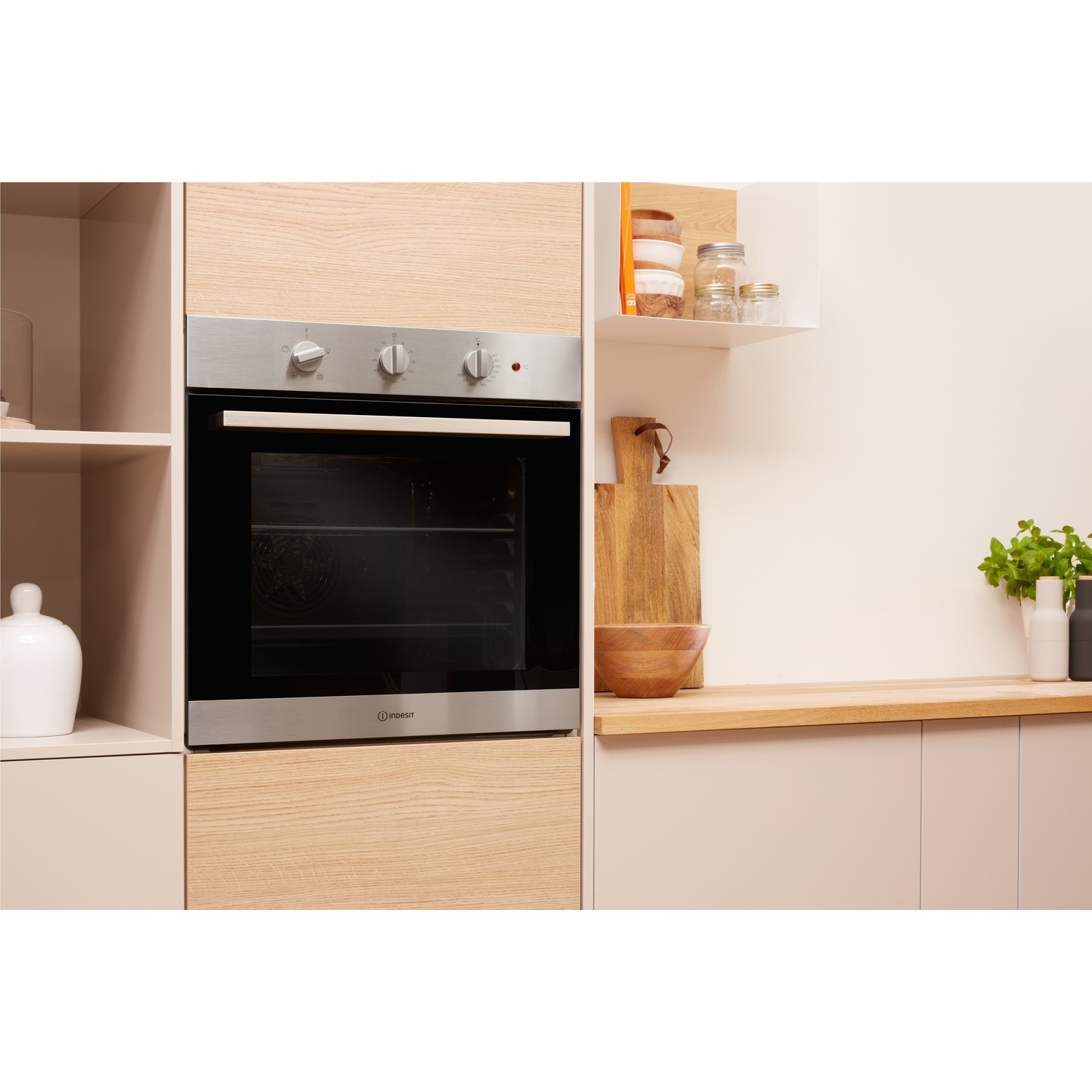 Indesit Aria Electric Fan Assisted Single Oven Stainless Steel IFW6330IX Appliances Direct