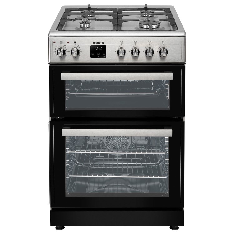 Refurbished electriQ 60cm Dual Fuel Cooker with Double Oven Stainless Steel