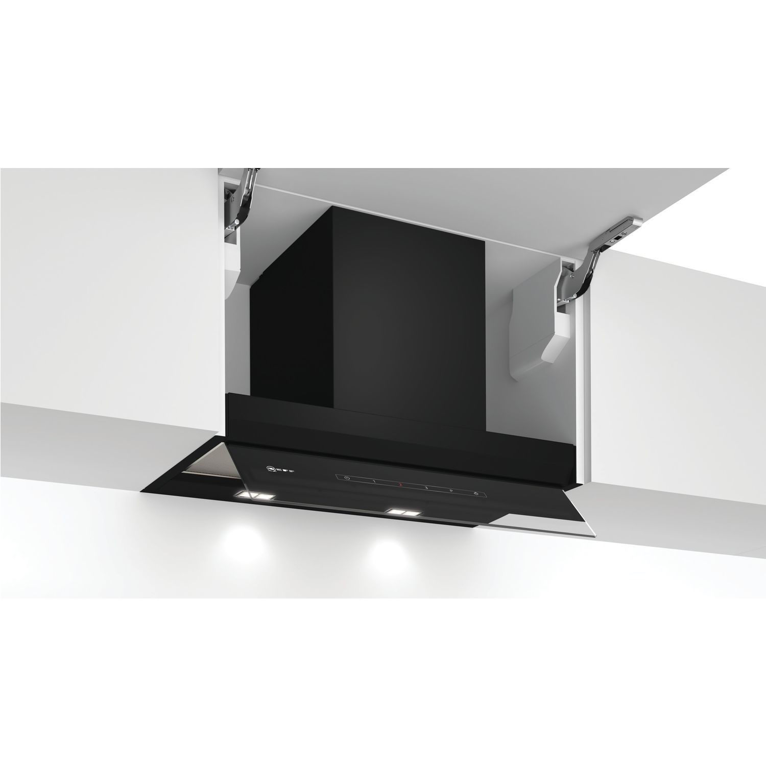 Neff D65XAM2S0B N70 60cm Integrated Cooker Hood with Fold-out Glass Deflector - Black