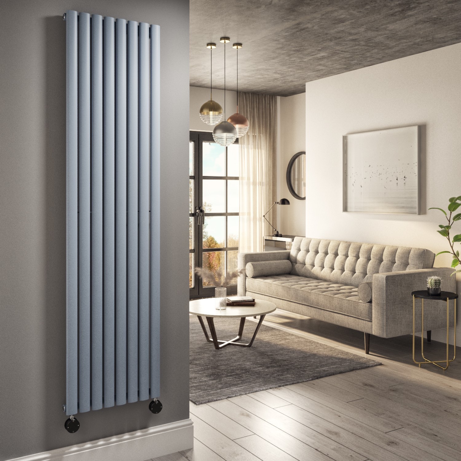 Electriq Light  Vertical Smart Electric Radiator With Wi-Fi Thermostat 2400W H1800xw472mm Bathroom Safe VS8-1800-2.4LGW