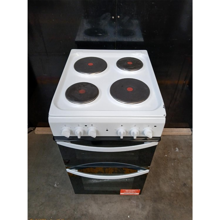 Refurbished Indesit ID5E92KMW 50cm Double Cavity Electric Cooker with Sealed Plate Hob White