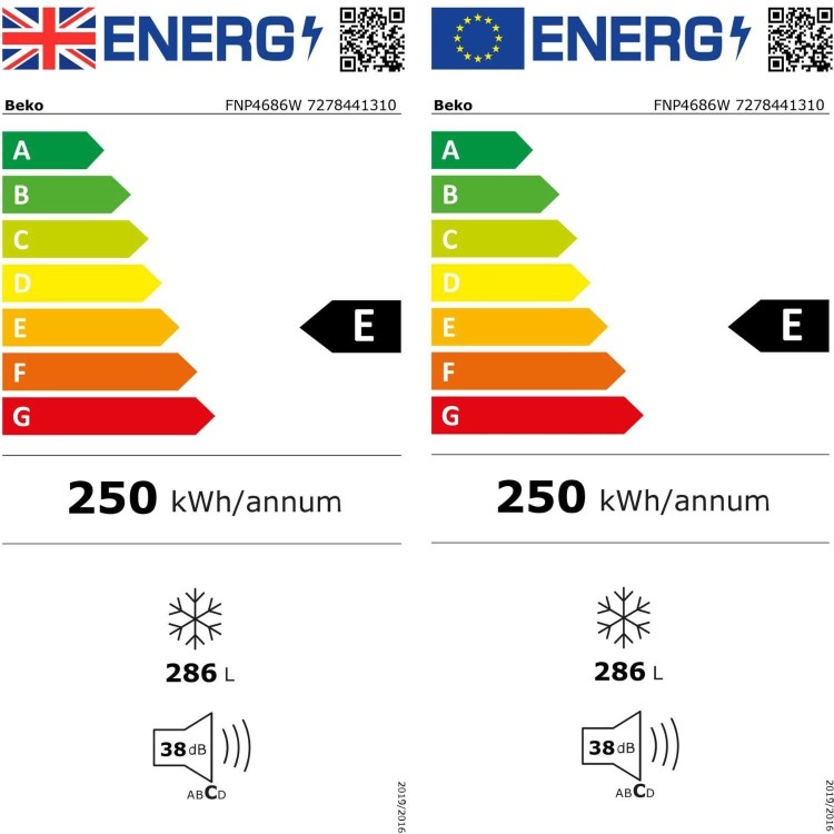 Refurbished Beko 286 Litre Tall Freestanding Freezer - White