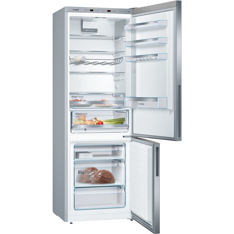 Refurbished Bosch Serie 6 KGE49AICAG Freestanding 413 Litre 60/40 Fridge Freezer Stainless Steel