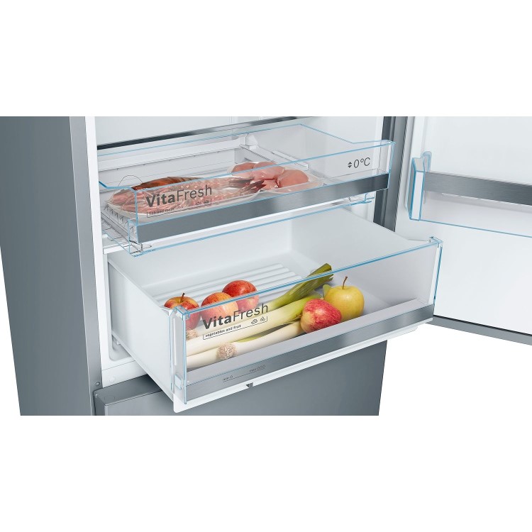 Refurbished Bosch Serie 6 KGE49AICAG Freestanding 413 Litre 60/40 Fridge Freezer Stainless Steel