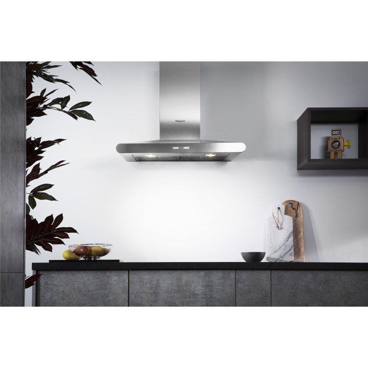 Refurbished Hotpoint PHC77FLBIX 70cm Chimney Cooker Hood Stainless Steel