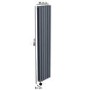 Refurbished Anthracite Vertical Smart Electric Radiator with Wi-Fi Thermostat - 1.2kW - Double Panel H1600xW354mm - Bathroom Safe