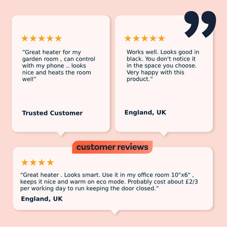 Refurbished electriQ 2500W Smart Designer Glass Panel Convection Heater - Wall Mountable & Bathroom Safe - Black