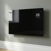 Refurbished electriQ 2500W Smart Designer Glass Panel Convection Heater - Wall Mountable & Bathroom Safe - Black