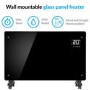 Refurbished electriQ 2500W Smart Designer Glass Panel Convection Heater - Wall Mountable & Bathroom Safe - Black