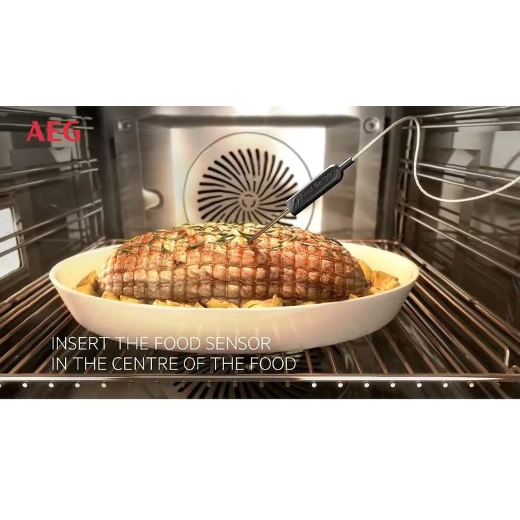 AEG 6000 Series SteamBake Pyrolytic Self-Cleaning Single Oven with Food Probe - Stainless Steel