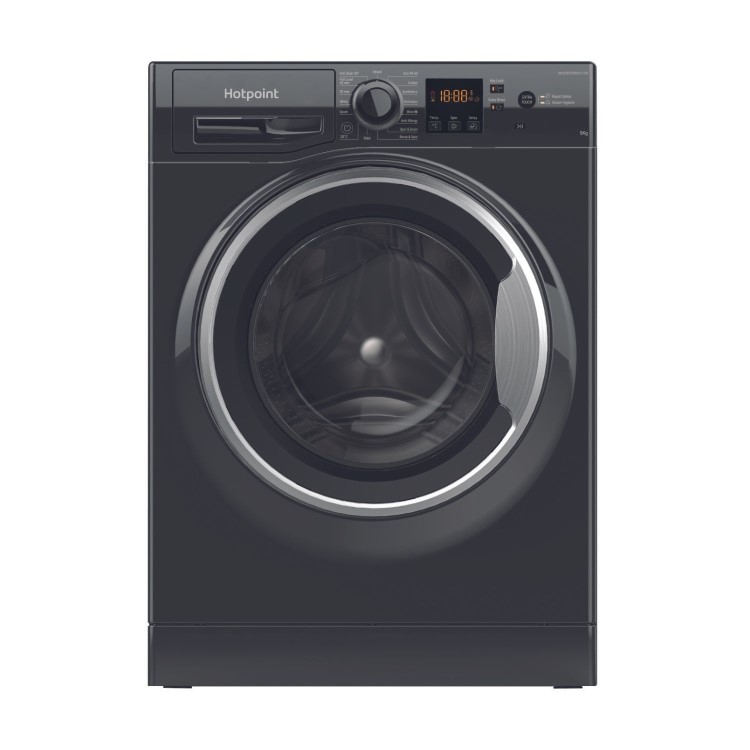 Refurished Hotpoint AntiStain NSWM846BSUK Freestanding 8KG 1400 Spin Washing Machine Black