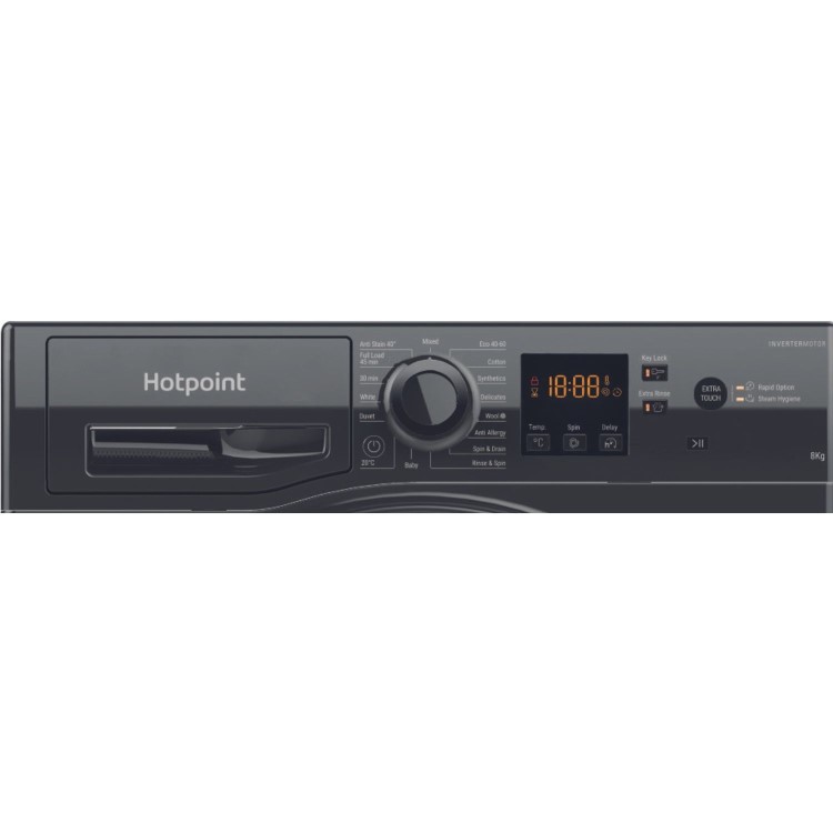 Refurished Hotpoint AntiStain NSWM846BSUK Freestanding 8KG 1400 Spin Washing Machine Black