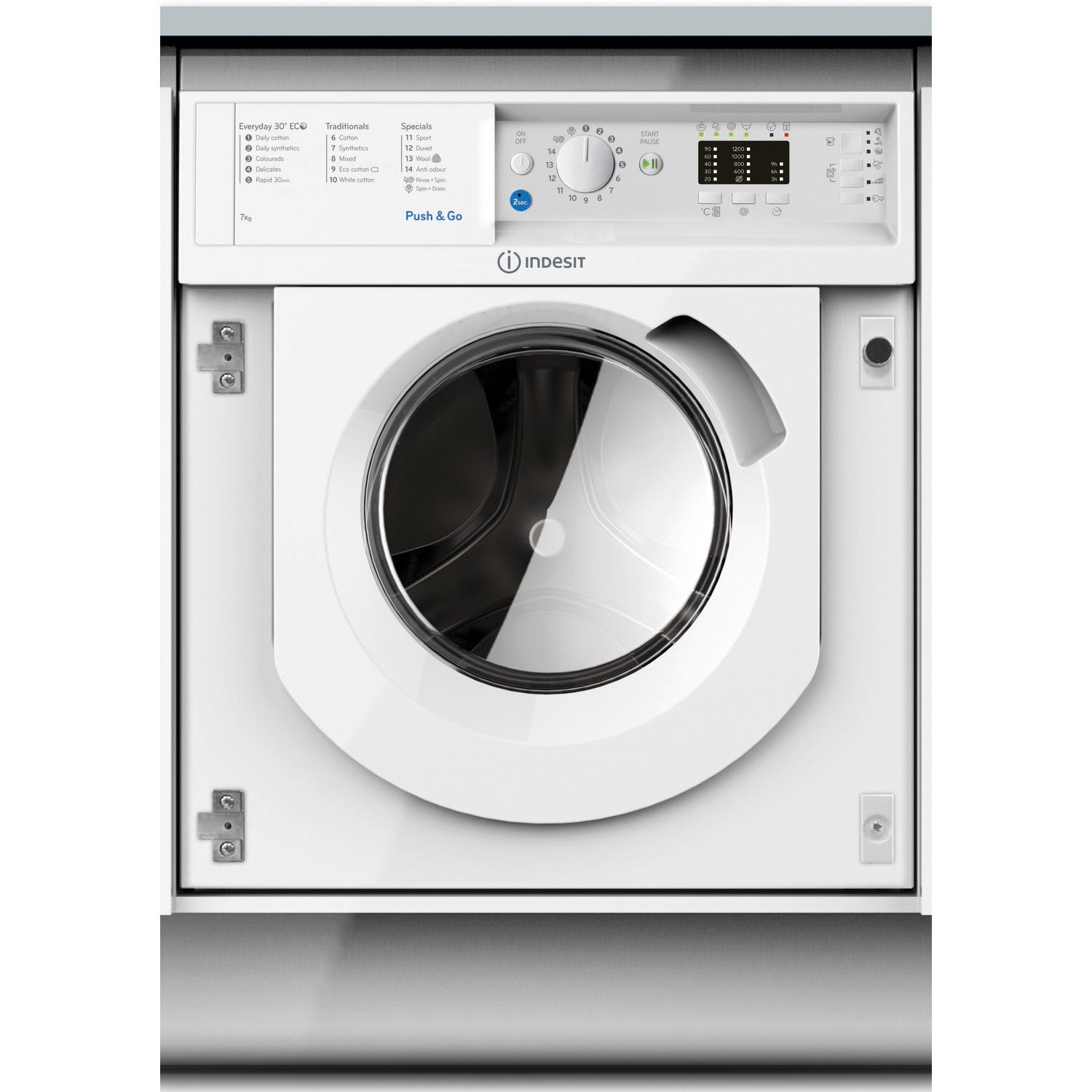 Indesit Push&Go 7kg Integrated Washing Machine - 1200rpm Quick Wash - BI WMIL 71252 UK N Indesit Push&Go 7kg Integrated Washing Machine - 1200rpm Quick Wash - BI WMIL 71252 UK N