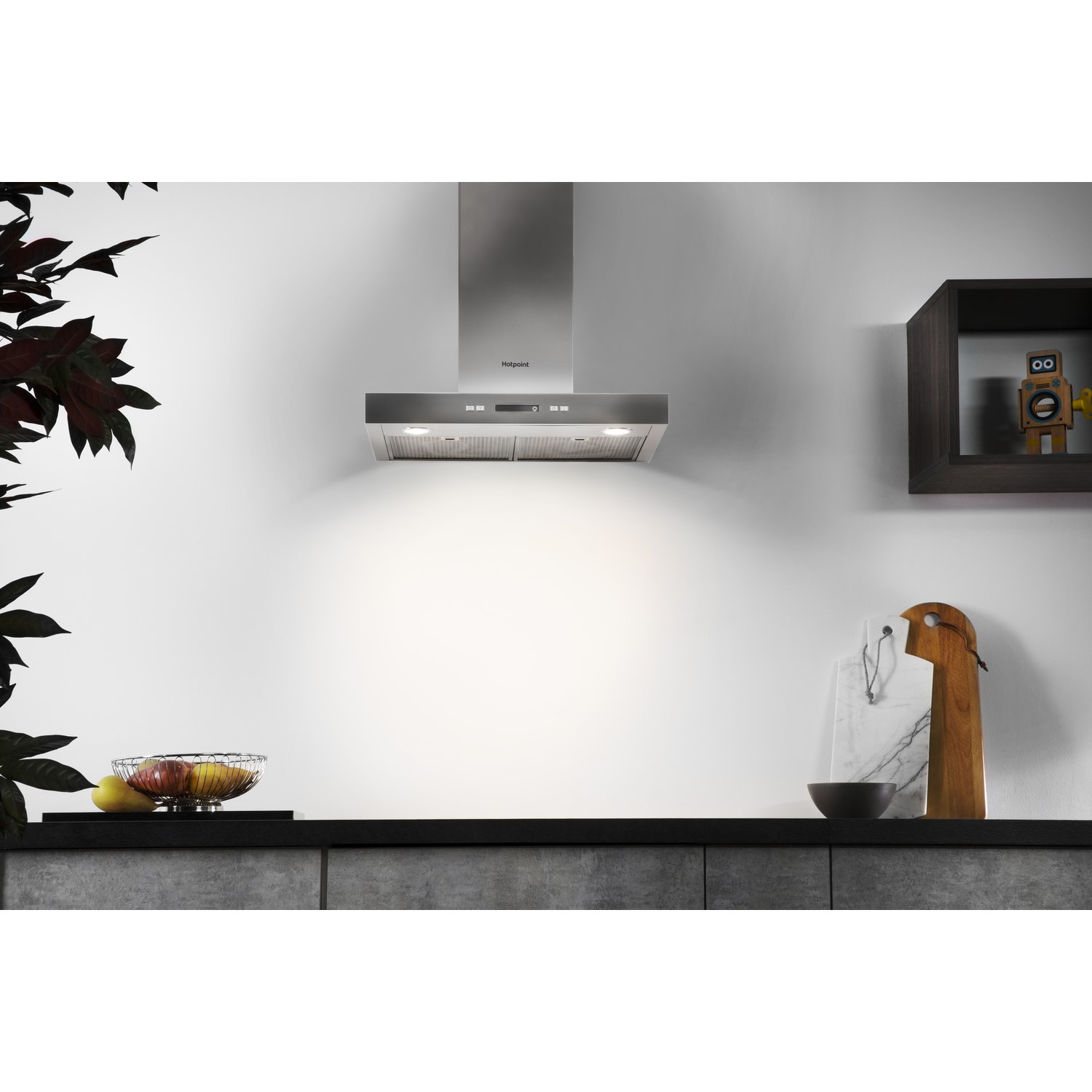 Hotpoint PHBS67FLLIX 60cm Slimline Chimney Cooker Hood - Stainless Steel Hotpoint PHBS67FLLIX 60cm Slimline Chimney Cooker Hood - Stainless Steel