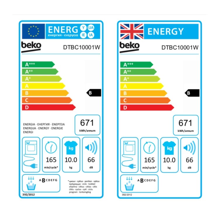 Refurbished Beko DTBC10001W Freestanding 10KG Condenser Tumble Dryer White