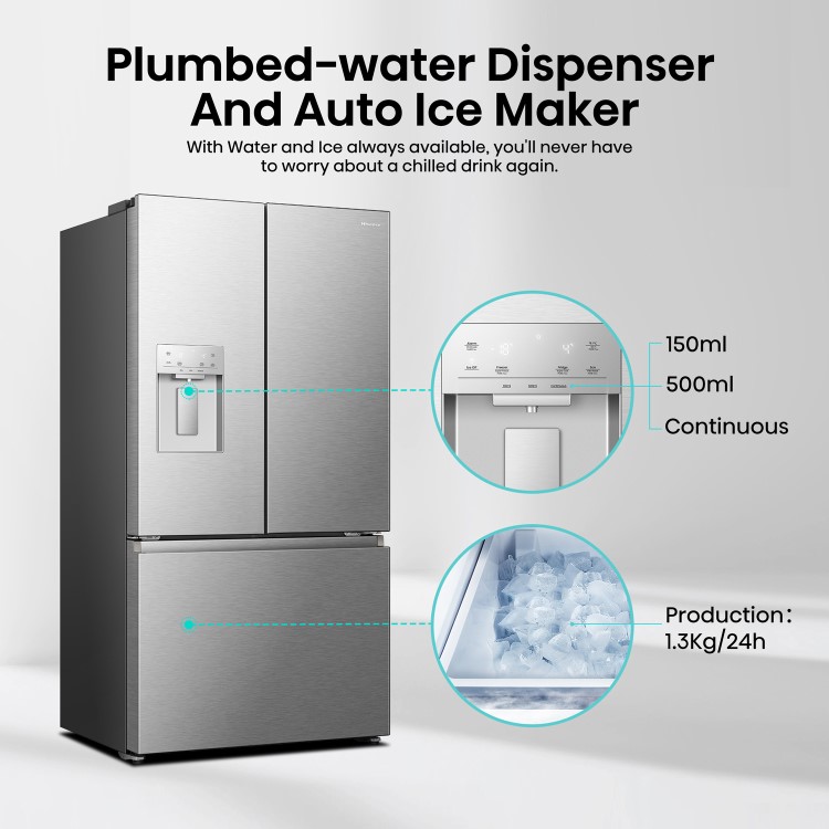 Refurbished Hisense PureFlat RF815N4SESE 634 Litre American Fridge Freezer with Water and Ice Dispenser