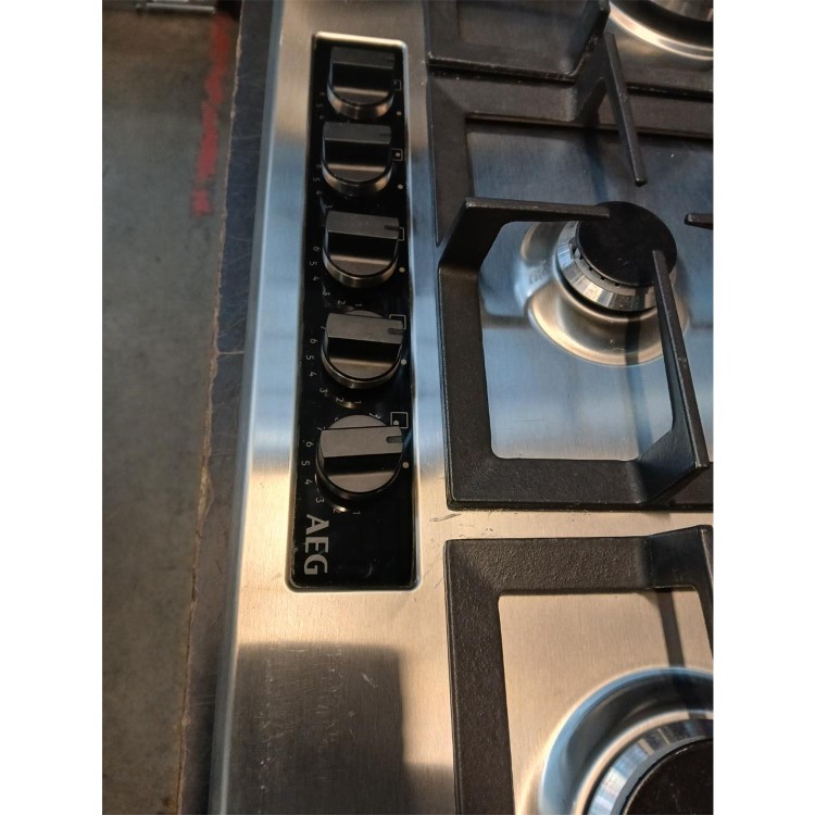 Refurbished 86cm Five Burner Gas Hob With Cast Iron Pan Stands - Stainless Steel