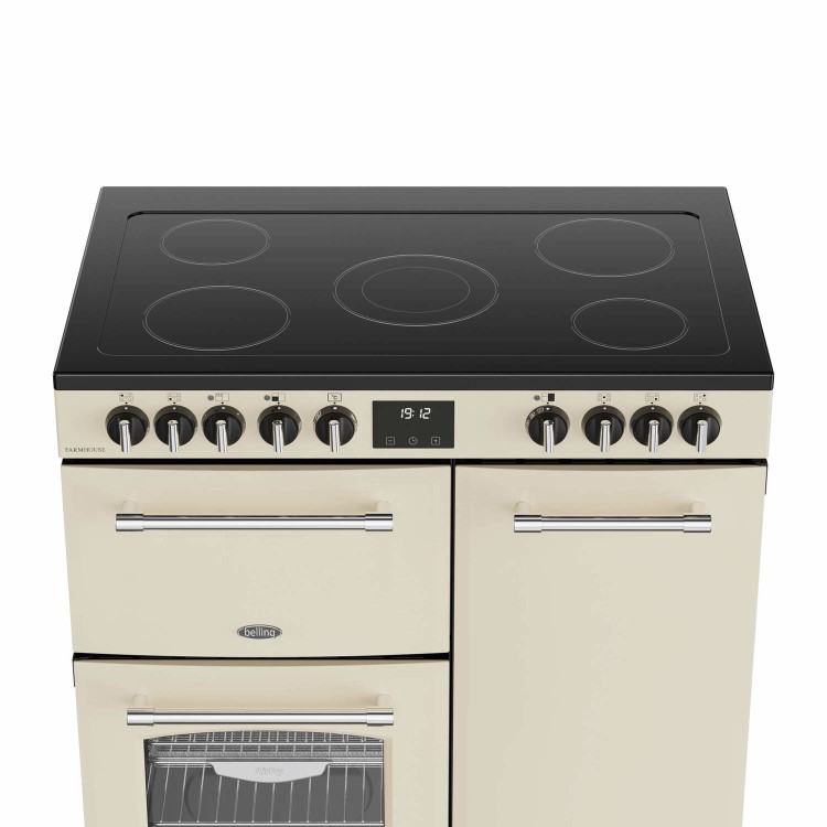 Refurbished Belling Farmhouse 444411818 90cm Electric Range Cooker Cream