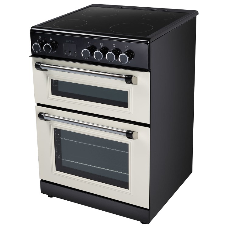 electriQ 60cm Double Oven Electric Cooker - Cream