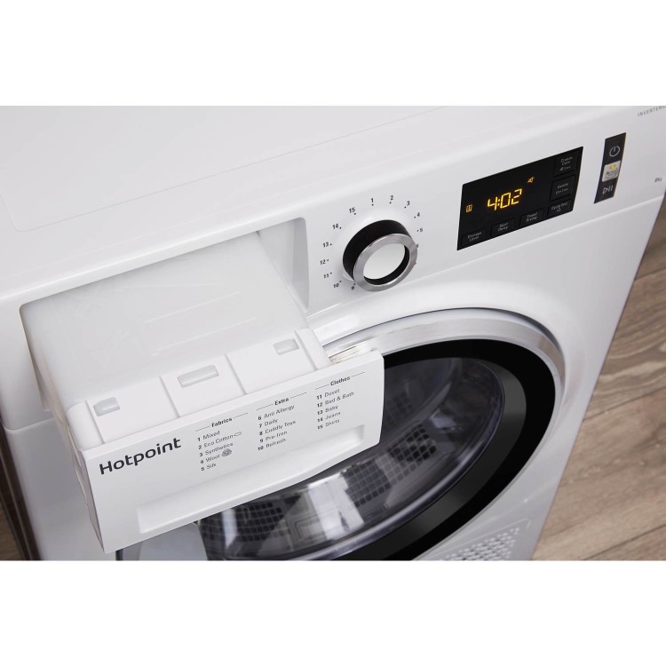 Refurbished Hotpoint ActiveCare NTM1182XB Freestanding Condenser 8KG Tumble Dryer With Heat Pump Tech White