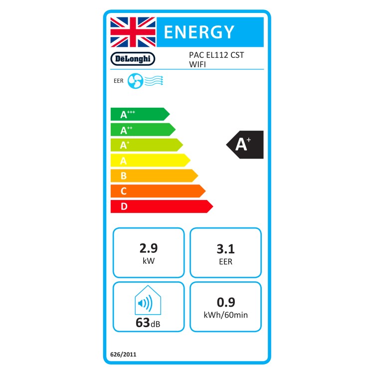 GRADE A5 - De'Longhi Pinguino Silent PAC EL112 11000 BTU SmartApp WiFi Portable Air Conditioner with Cool Surround & Eco Real Feel Technology