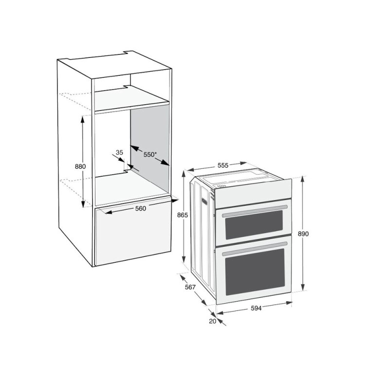 Hotpoint DIH10DW Built-In Electric Double Oven - White   