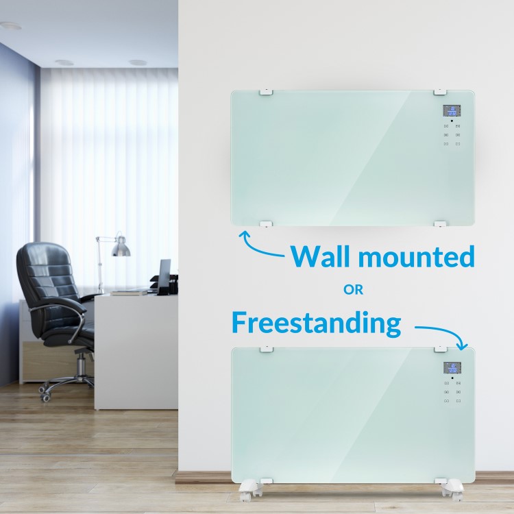 GRADE A3 - electriQ 2000W Smart Designer Glass Panel Heater - Wall Mountable & Bathroom Safe