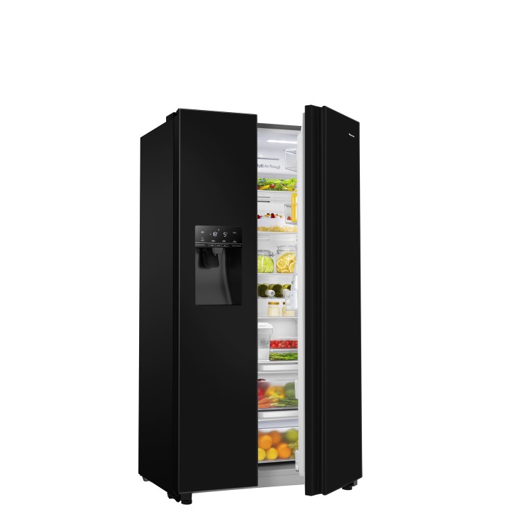 Refurbished Hisense 562 Litre Side-By-Side American Fridge Freezer - Black