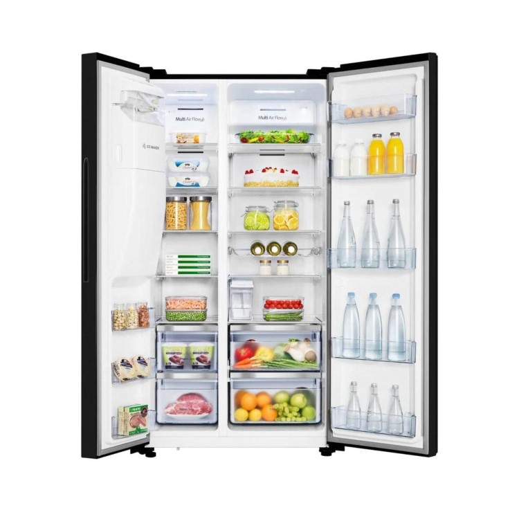 Refurbished Hisense 562 Litre Side-By-Side American Fridge Freezer - Black