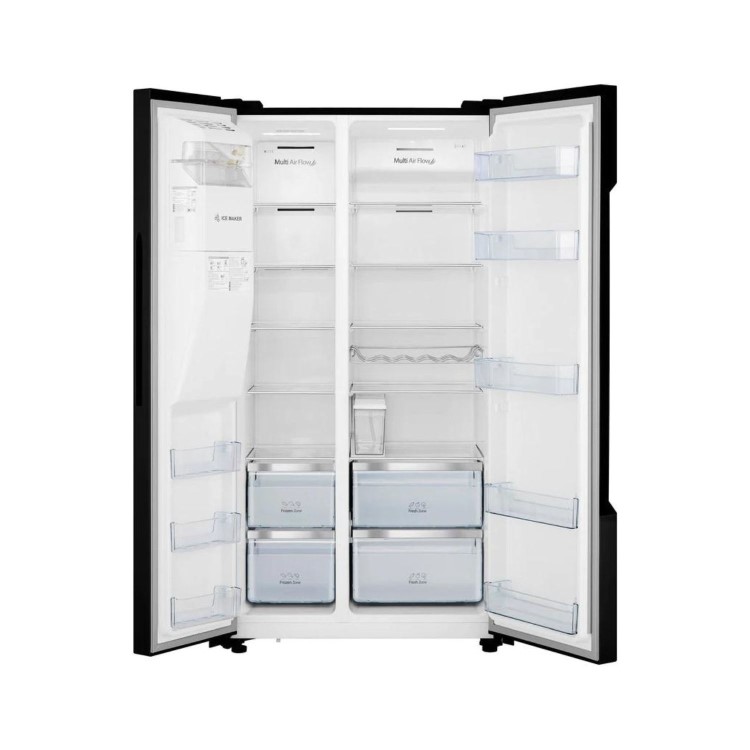 Refurbished Hisense 562 Litre Side-By-Side American Fridge Freezer - Black