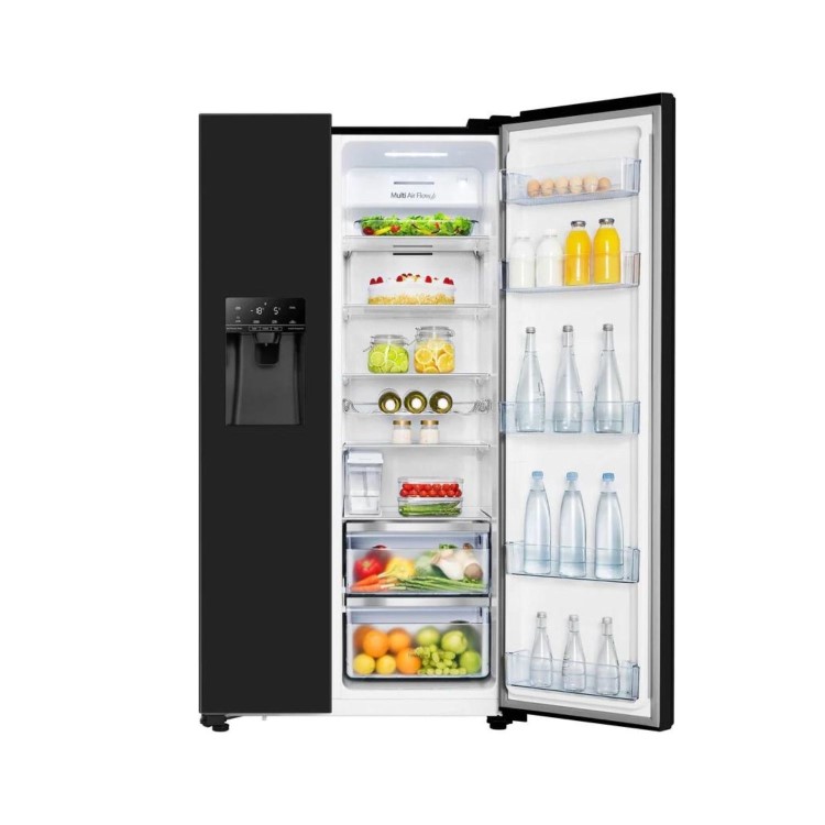 Refurbished Hisense 562 Litre Side-By-Side American Fridge Freezer - Black