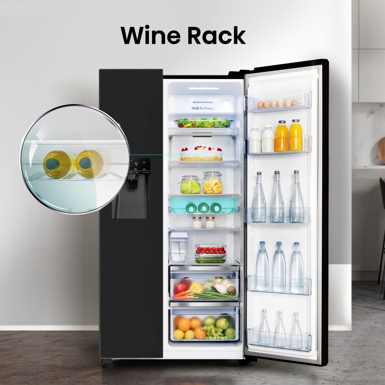Refurbished Hisense 562 Litre Side-By-Side American Fridge Freezer - Black