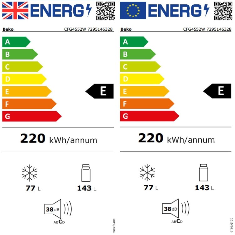 Refurbished Beko 220 Litre 50/50 Freestanding Fridge Freezer - White