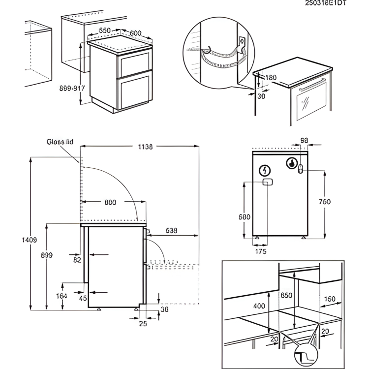 Refurbished AEG 55cm Gas Cooker with Lid - White
