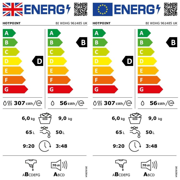 Hotpoint Anti-Stain 9kg Wash 6kg Dry 1400rpm Integrated Washer Dryer - White