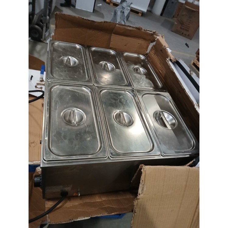 Refurbished Hamoki 291008 BM-V4 6 x 1/3 GN Wet Heat Bain Marie with Lids 150mm Deep