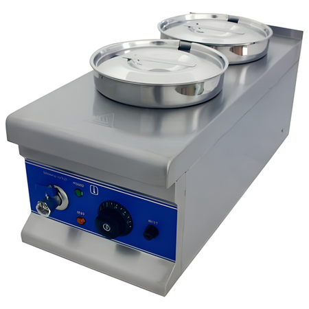 Refurbished Hamoki BM-2x4 Bain Marie With 2 Round Pots 2 x 4ltr And Drain Tap. 13 Amp Plug In