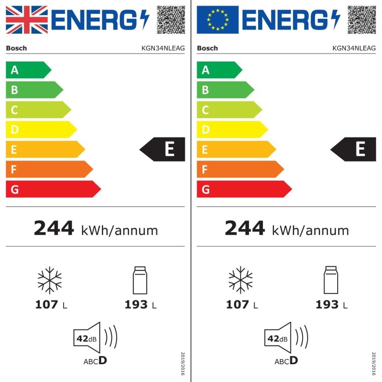 Refurbished Bosch Serie 2 300 Litre 50/50 Freestanding Fridge Freezer Frost Free - Stainless Steel Look