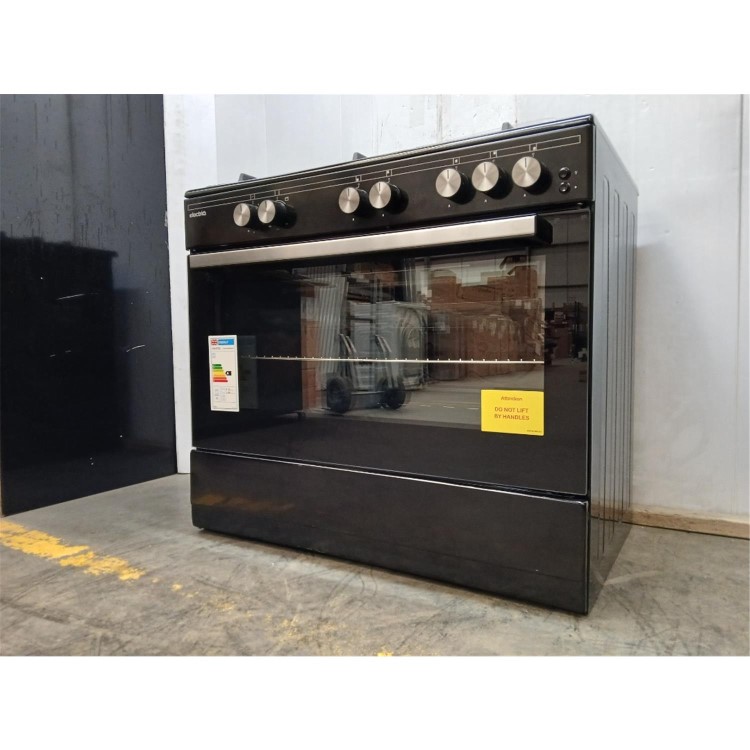 GRADE A2 - electriQ 90cm Gas Single Oven Range Cooker - Black