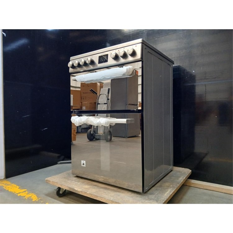 GRADE A2 - electriQ 60cm Double Oven Dual Fuel Cooker with Mirror Door