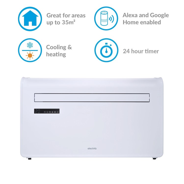 electriQ iQool 12000 BTU Wall Mounted All-In-One Smart Air Conditioner with Heat Pump - No Outdoor Unit Needed