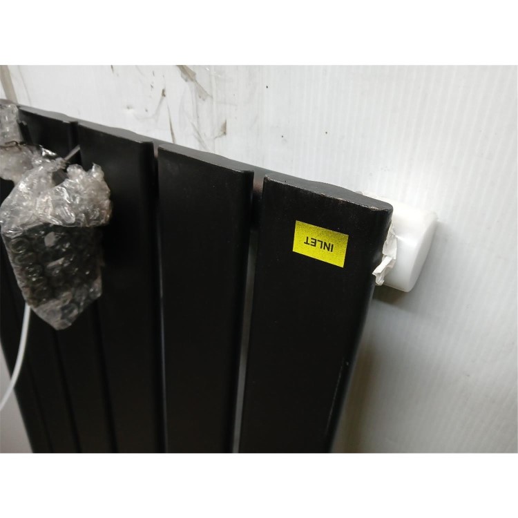 GRADE A3 - Riace Midnight Black Vertical Flat Designer Radiator 1600x408mm Single Panel 2442 BTU
