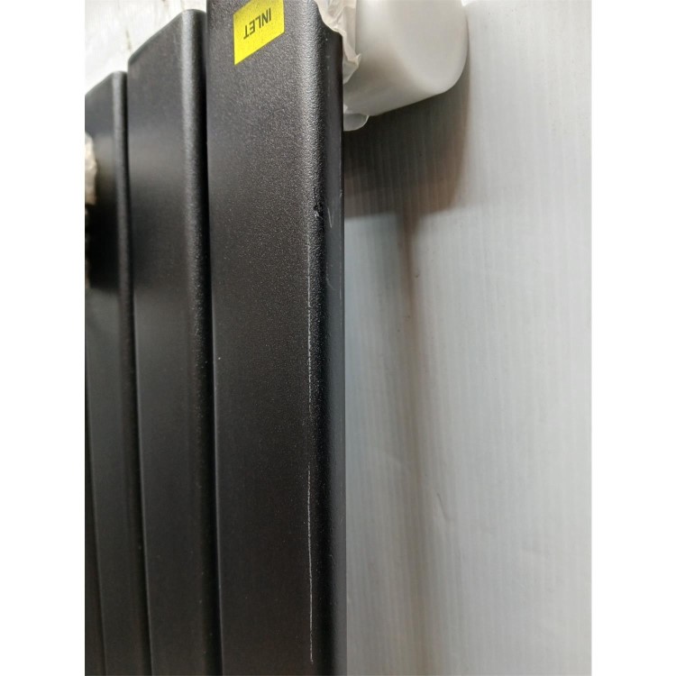 GRADE A3 - Riace Midnight Black Vertical Flat Designer Radiator 1600x408mm Single Panel 2442 BTU