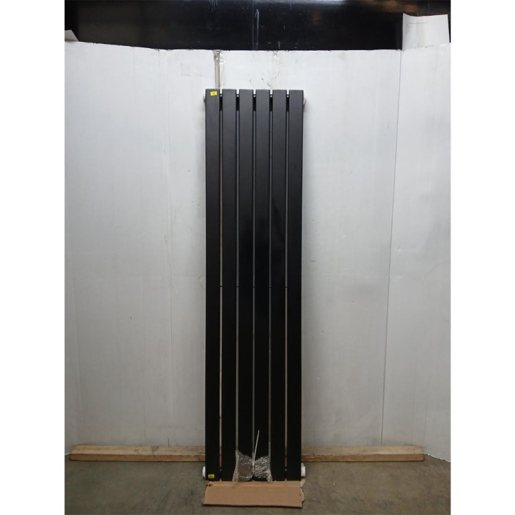 GRADE A3 - Riace Midnight Black Vertical Flat Designer Radiator 1600x408mm Single Panel 2442 BTU