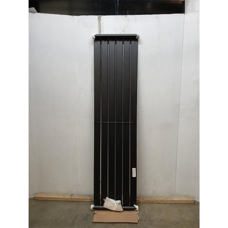 GRADE A3 - Riace Midnight Black Vertical Flat Designer Radiator 1600x408mm Single Panel 2442 BTU