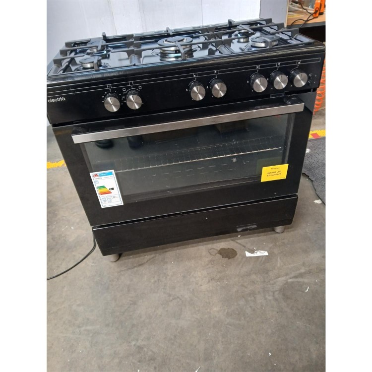 GRADE A2 - electriQ 90cm Gas Single Oven Range Cooker - Black
